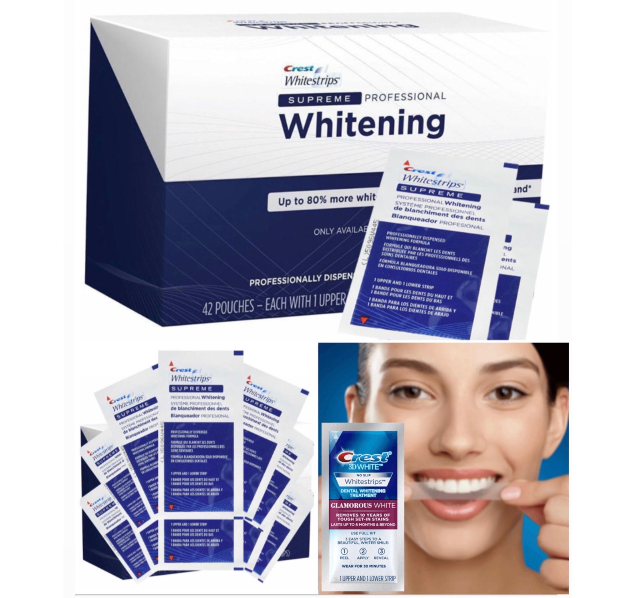 [CHÍNH HÃNG] MIẾNG DÁN TRẮNG RĂNG CREST 3D WHITE (DÒNG SUPREME PROFESSIONALS)