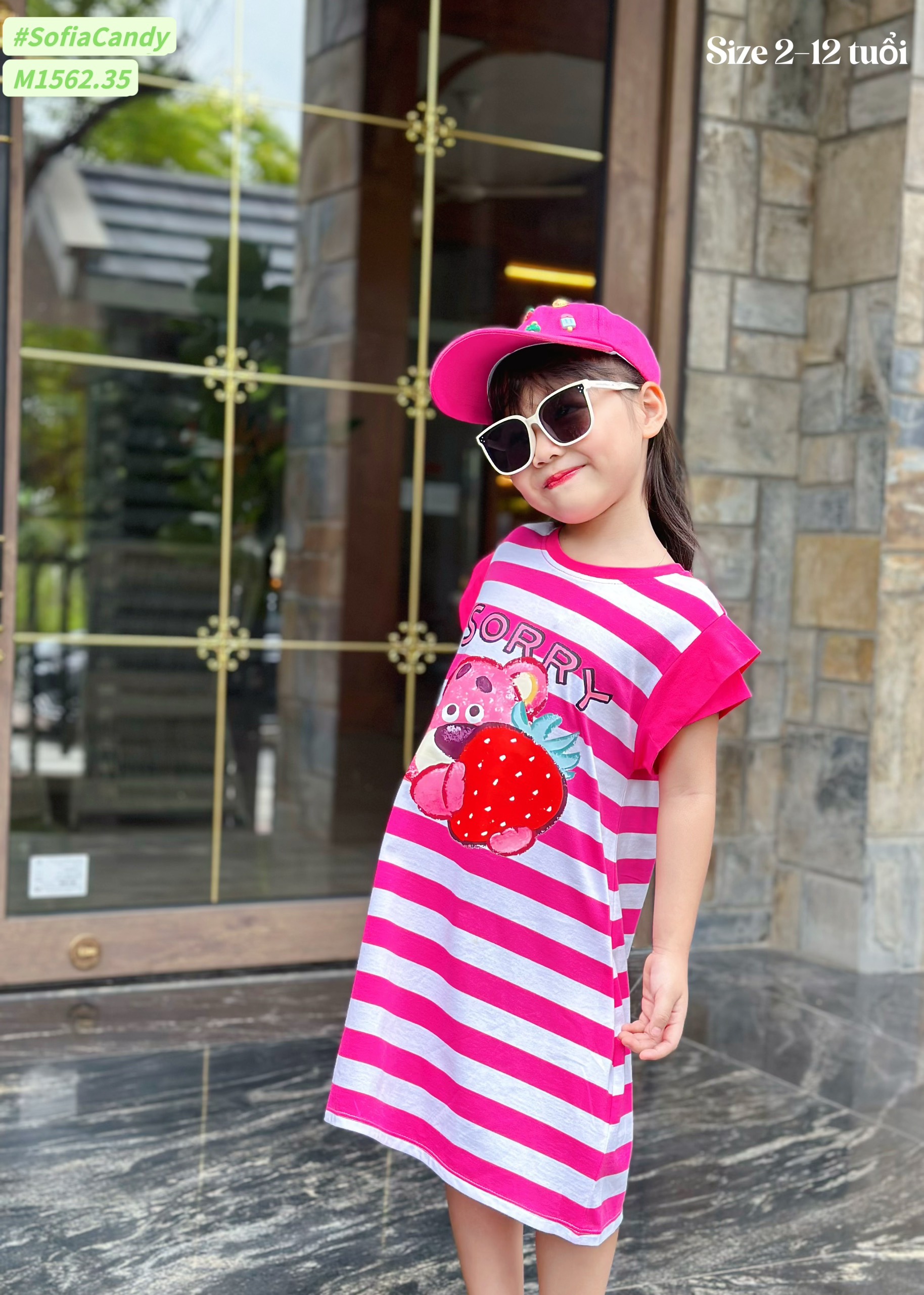 [NEW ARRIVAL] ĐẦM BÉ GÁI KẺ SỌC GẤU DÂU CUTE