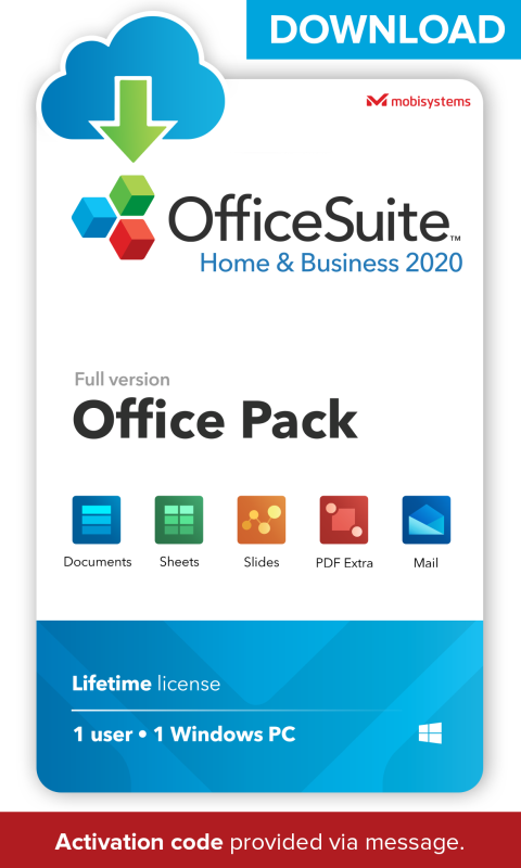 Bảng giá OfficeSuite Home & Business 2020 – DOWNLOAD/ Online License - Documents,Sheets, Slides, PDF, Mail & Calendar for Windows PC (Lifetime license, 1 User) Phong Vũ