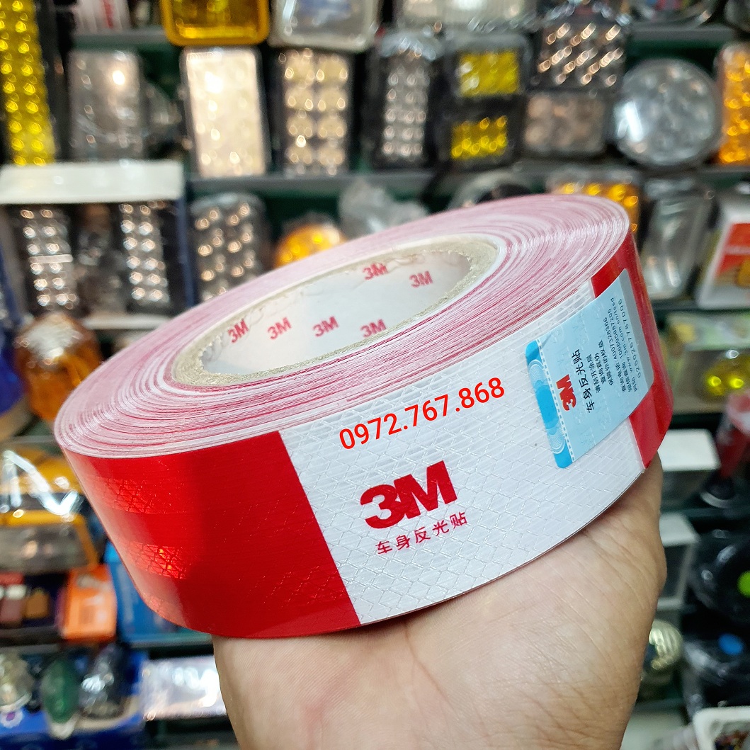 1 cuộn decal phản quang 3M đỏ trắng (47 mét)