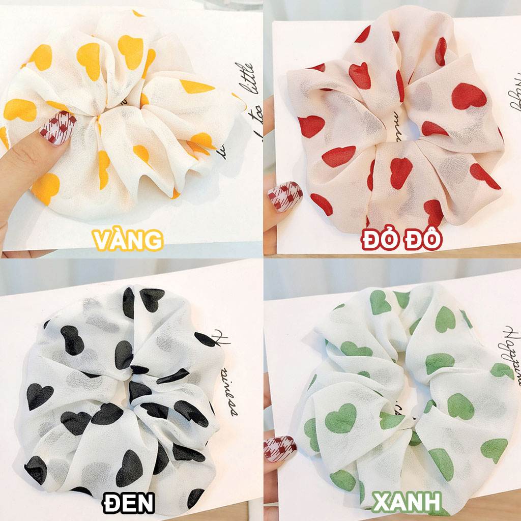 Dây cột tóc vải Scrunchies Trái Tim CT38