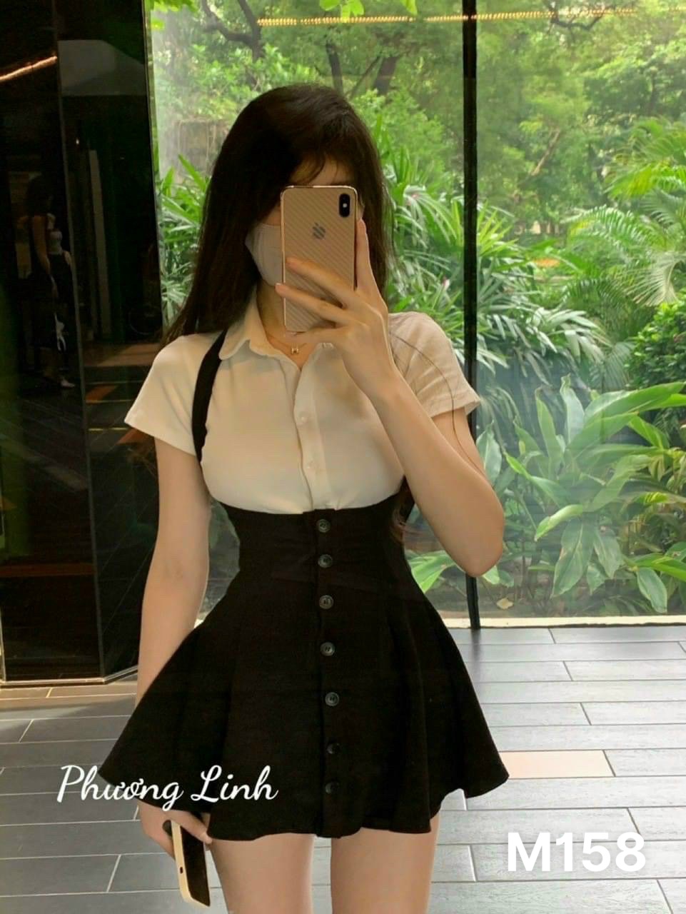 Đầm yếm nữ áo sowmi tay ngắn dáng xoè có lót cotton lạnh M158