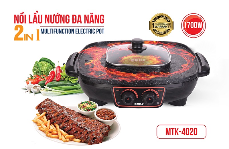 [HCM]Lẩu nướng điện đa năng matika 4020