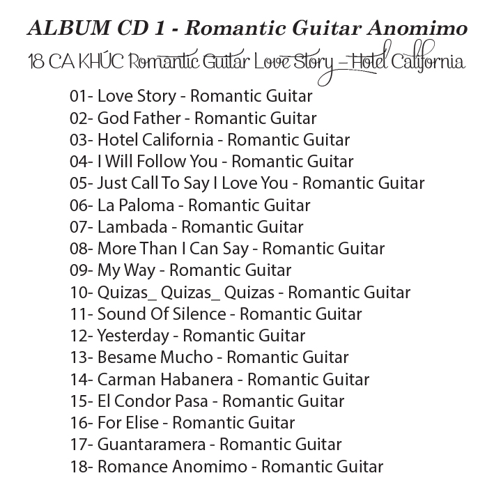 HOÀ TẤU - Romantic Guitar Romance Anomimo (CD-1)