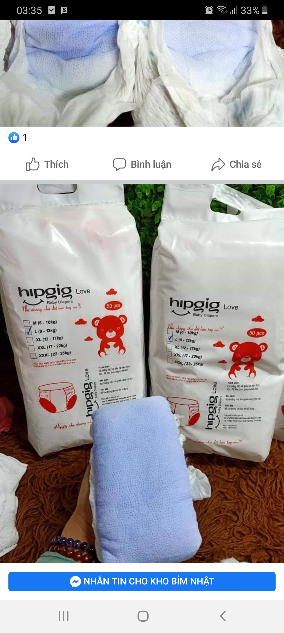 TÃ GIẤY EM BÉ HIPGIG 150k 50miếng 100mieng 280k