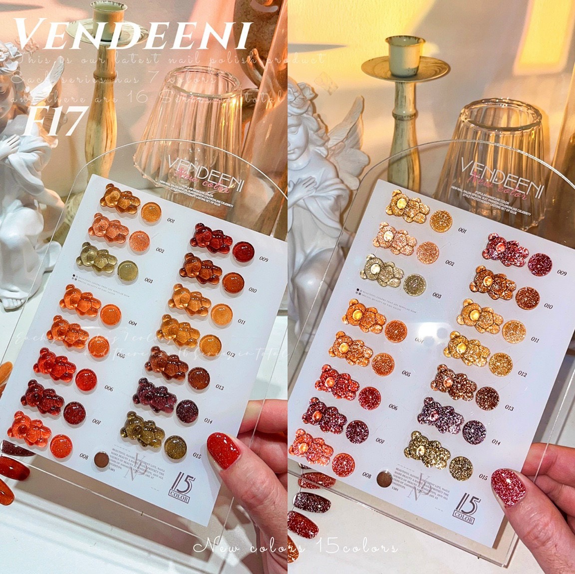 Sơn gel flash vendeeni set 15 màu mã F17
