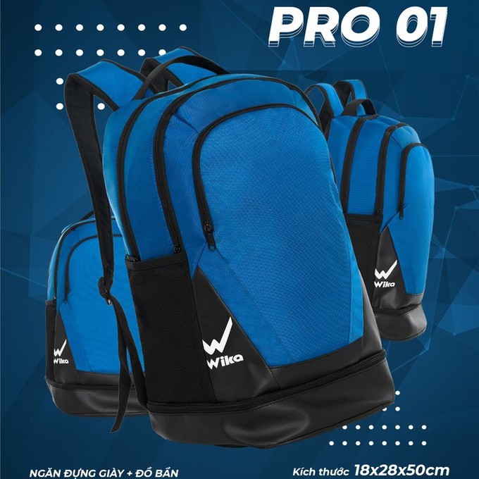 Balo thể thao Wika Pro 01 , Balo bóng đá có ngăn đựng giày riêng biệt