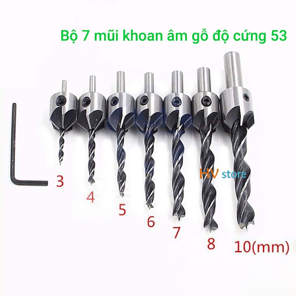 Bộ 7 mũi khoan gỗ doa lỗ vít