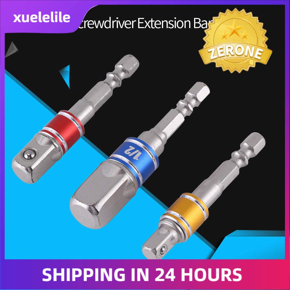 3Pcs Power Screwdriver Socket Bit Adapter Extension Bar Adapter 1/4 Inch Hex Shank Screwdrivers Driver Socket