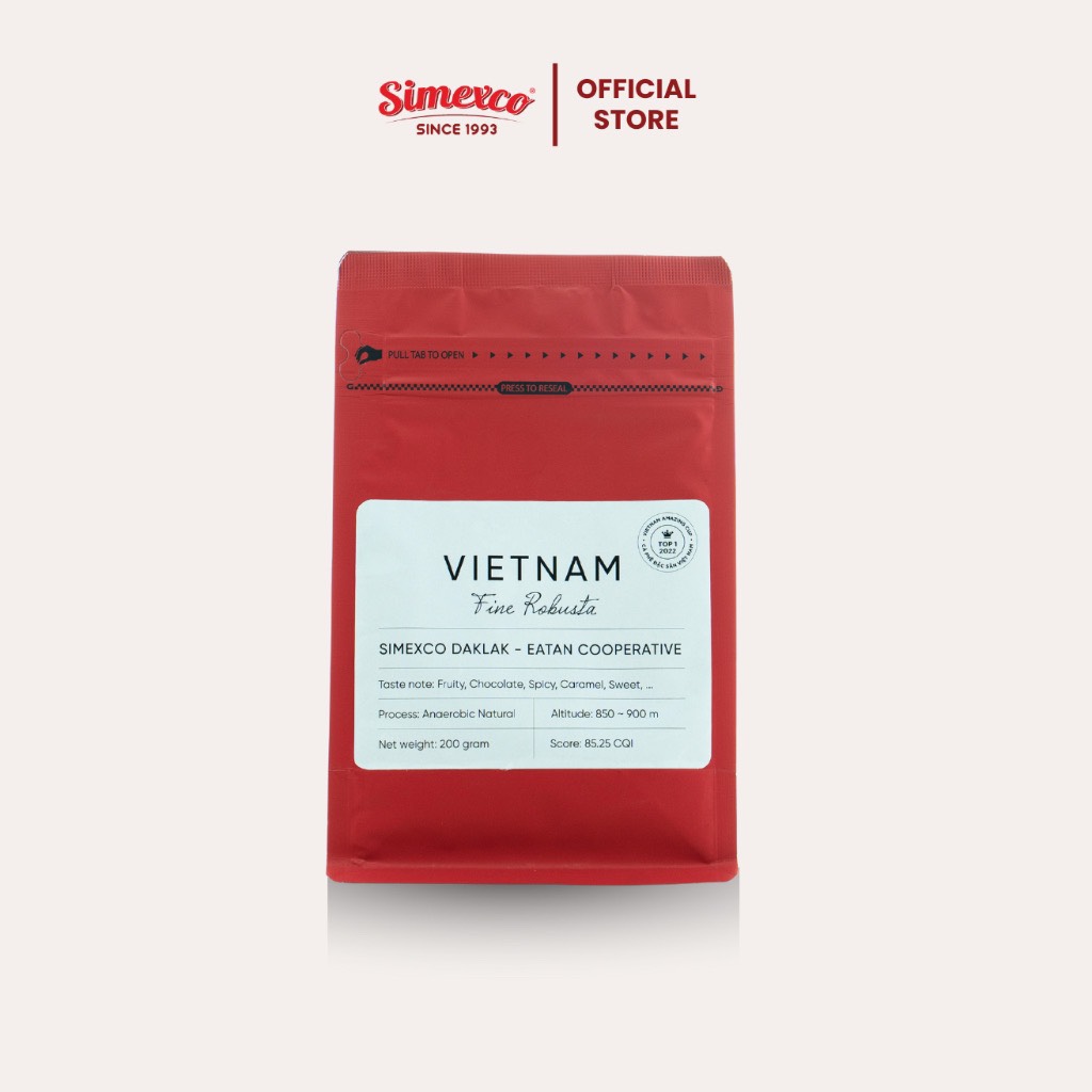 Cà phê đặc sản Fine Robusta - Simexco (rang mộc, túi zip 200g)