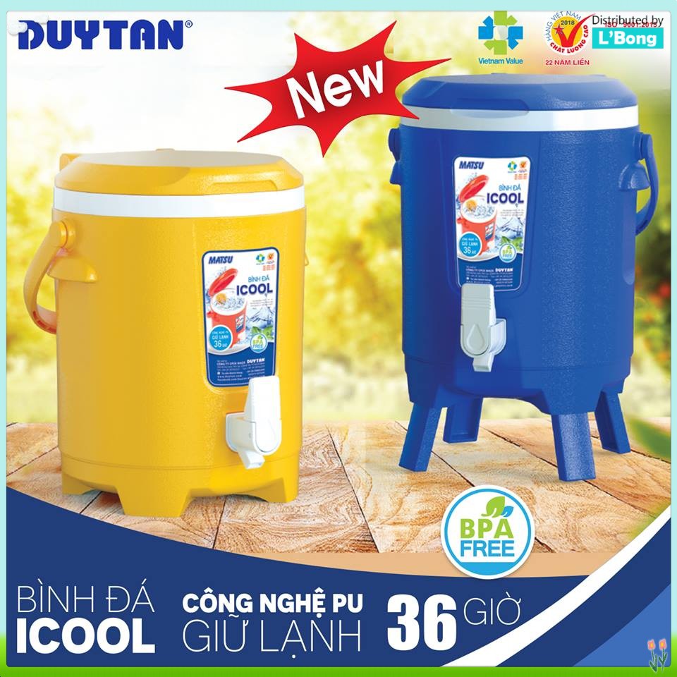 [LOẠI LỚN - 10 LÍT] Bình đá I-Cool 10 lít Duy Tân (PU FOAM Tech giữ nhiệt 36 giờ)/Bình giữ nhiệt đá nóng có chân chính hãng/BÌnh đá cho xưởng xí nghiệp văn phòng