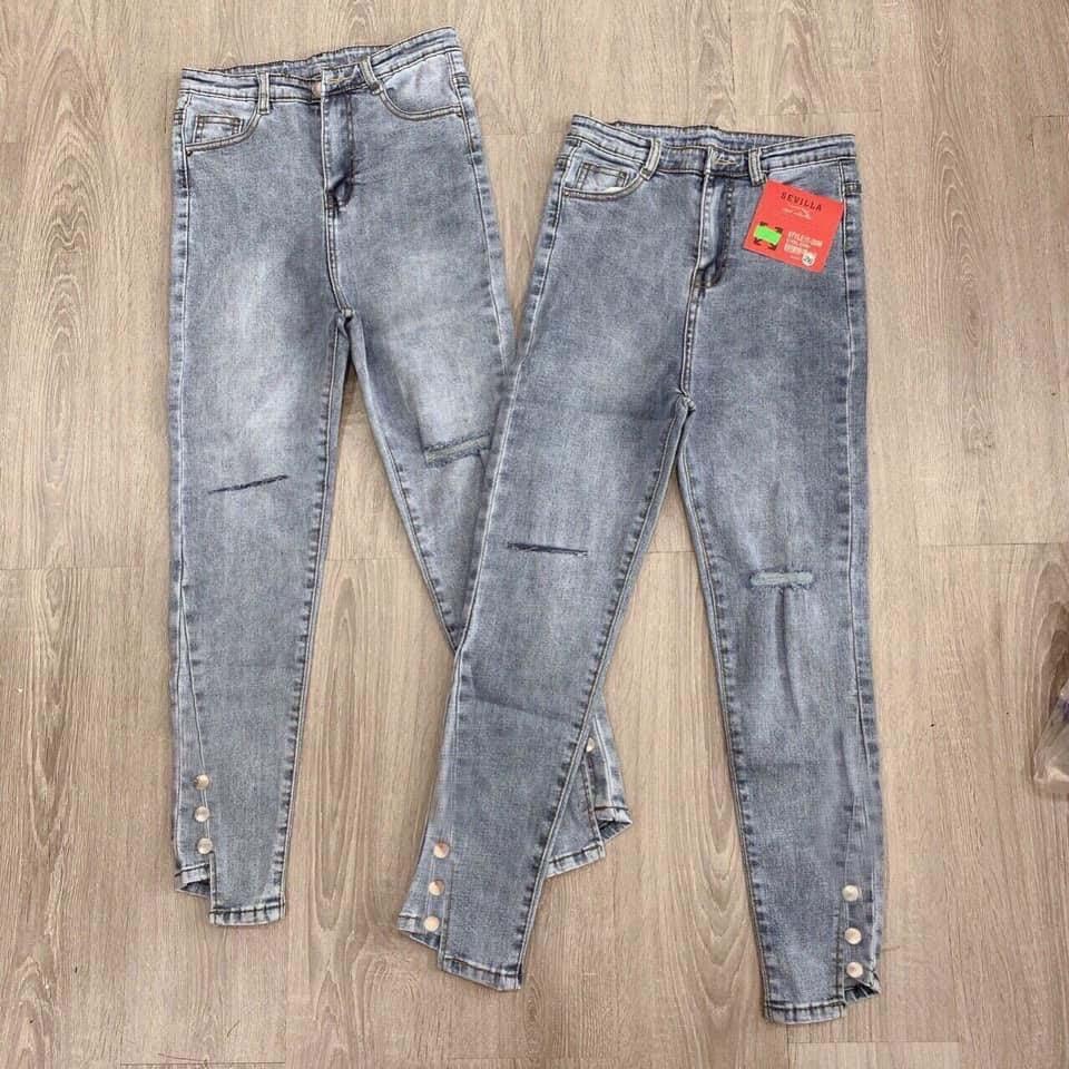 [HCM]QUẦN JEAN NỮ MÀU XÁM RÁCH GỐI CHẤT BÒ CO GIÃN LƯNG CAO SIÊU TÔN DÁNG MẪU MỚI THỎ TÂY SHOP94 MS210