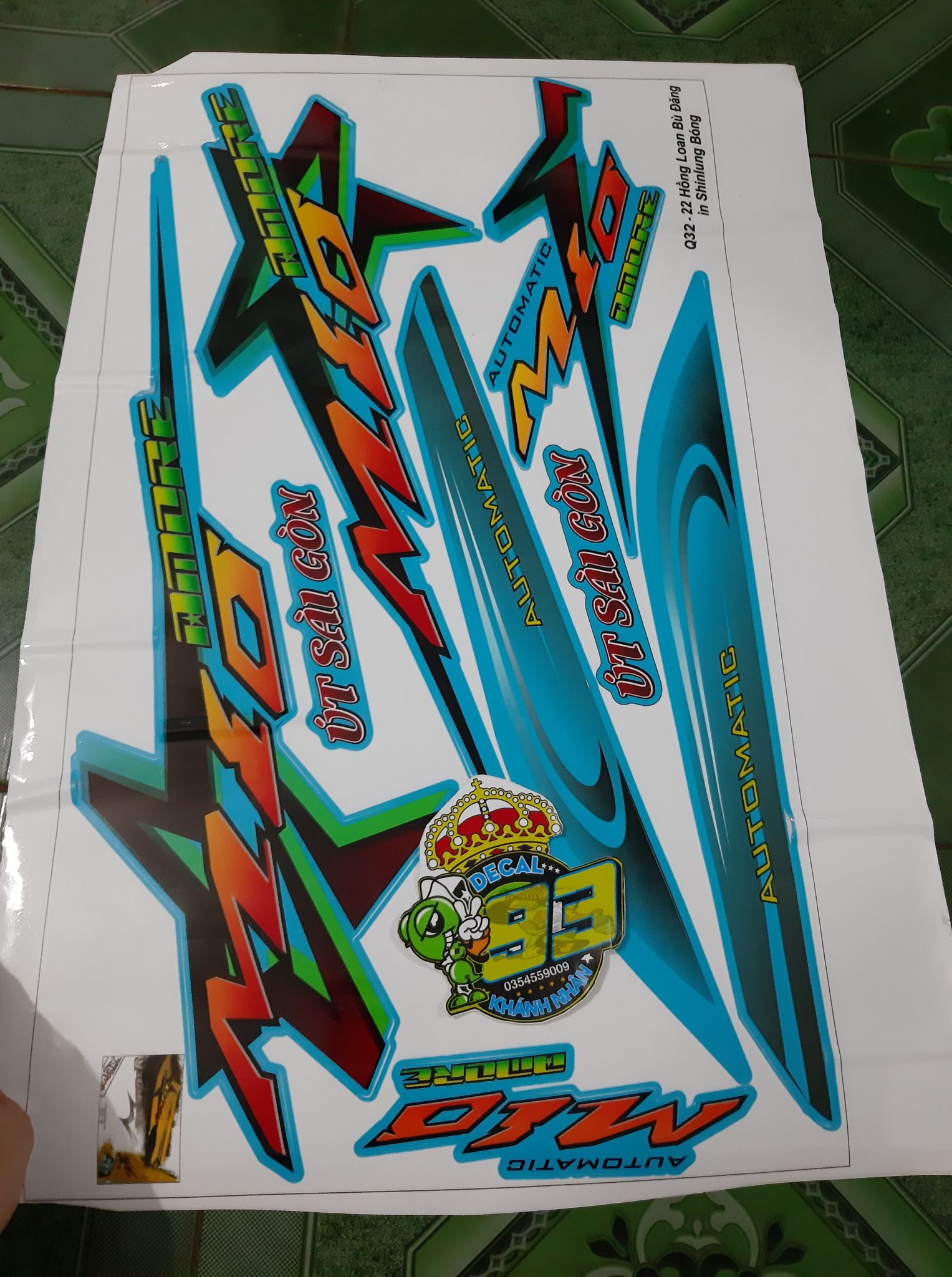 tem rời mio xe xanh ngọc