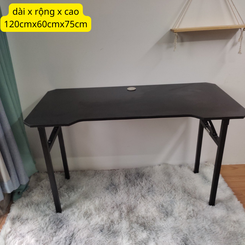 Bàn làm việc chân gấp gọn, bàn gaming có lỗ luồn dây điện, bàn gỗ nhiều kích thước