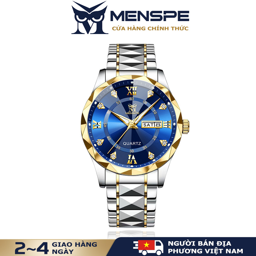 MENSPE Đồng hồ nam chính hãng Đồng hồ thời trang nam Đồng hồ thạch anh có lịch kim cương Đồng hồ dạ quang chống nước 30M Đồng hồ thạch anh Dây thép Đồng hồ đeo tay nam Đồng hồ đeo tay có kim dạ quang