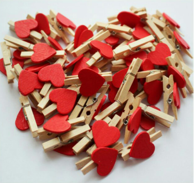 Bộ 10 Kẹp Gỗ Hình Trái Tim