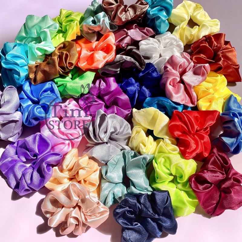 SCRUNCHIES SATIN BÓNG CỘT TÓC VẢI THỜI TRANG NỮ