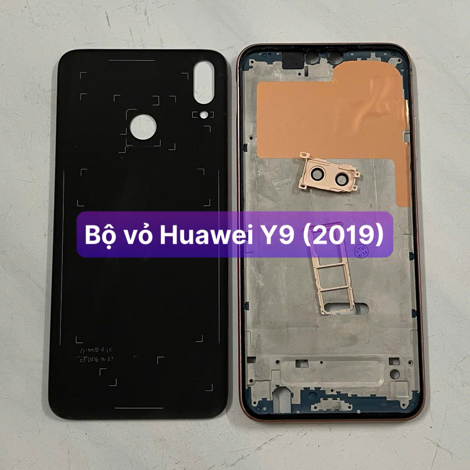 bộ vỏ xương huawei Y9 2019 kèm khay sim,phím,kính camera
