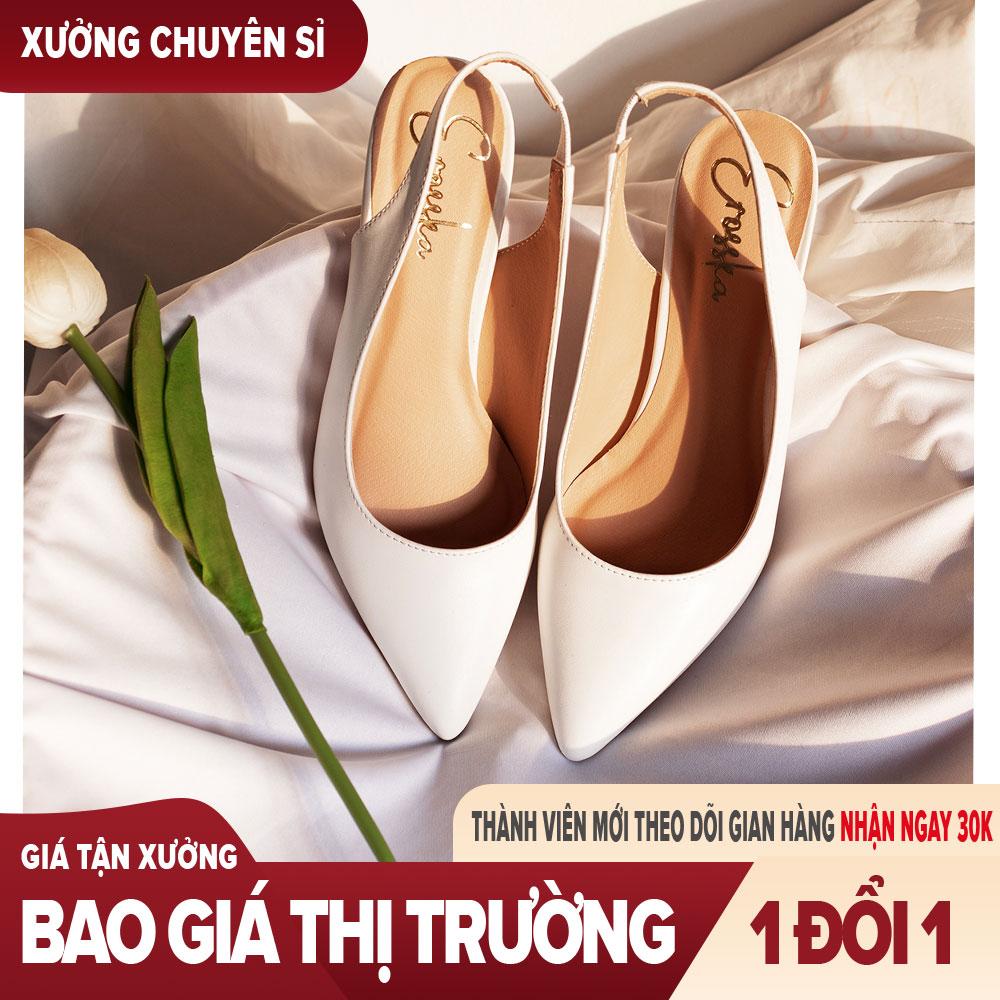 Giày nữ, giày cao gót slingback hở gót, bít mũi thời trang nữ kiểu dáng basic _ EH015 ( NU)