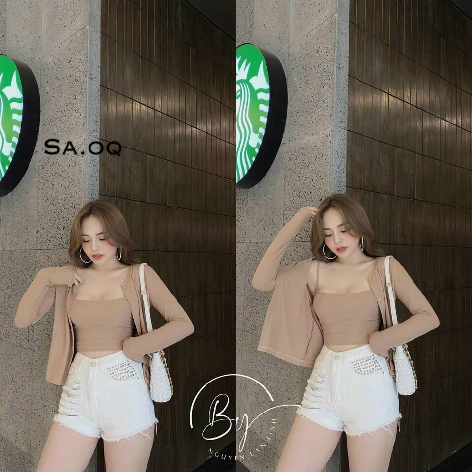 (SUSU SMILE FASHION) SÉT ÁO CROPTOP 2 MÓN KÈM KHOÁC