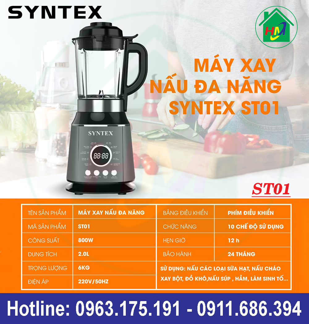 Máy Làm Sữa Hạt Xay Nấu Đa Năng Syntex ST01