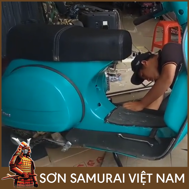 Sơn samurai xanh nitron - Combo màu xanh 322 sơn xịt samurai