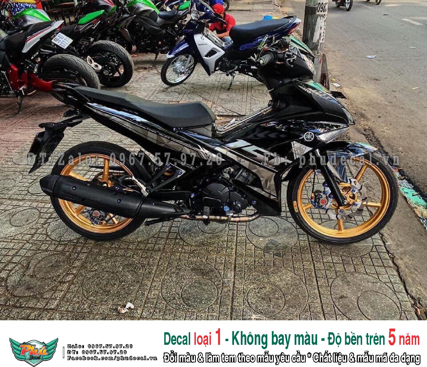 Tem rời xe exciter 150 y15zr xám đen
