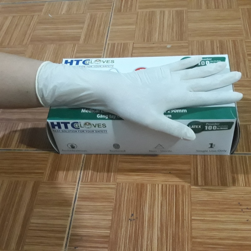 Bảng giá Găng tay y tế Latex có bột HTCglove dài 290mm