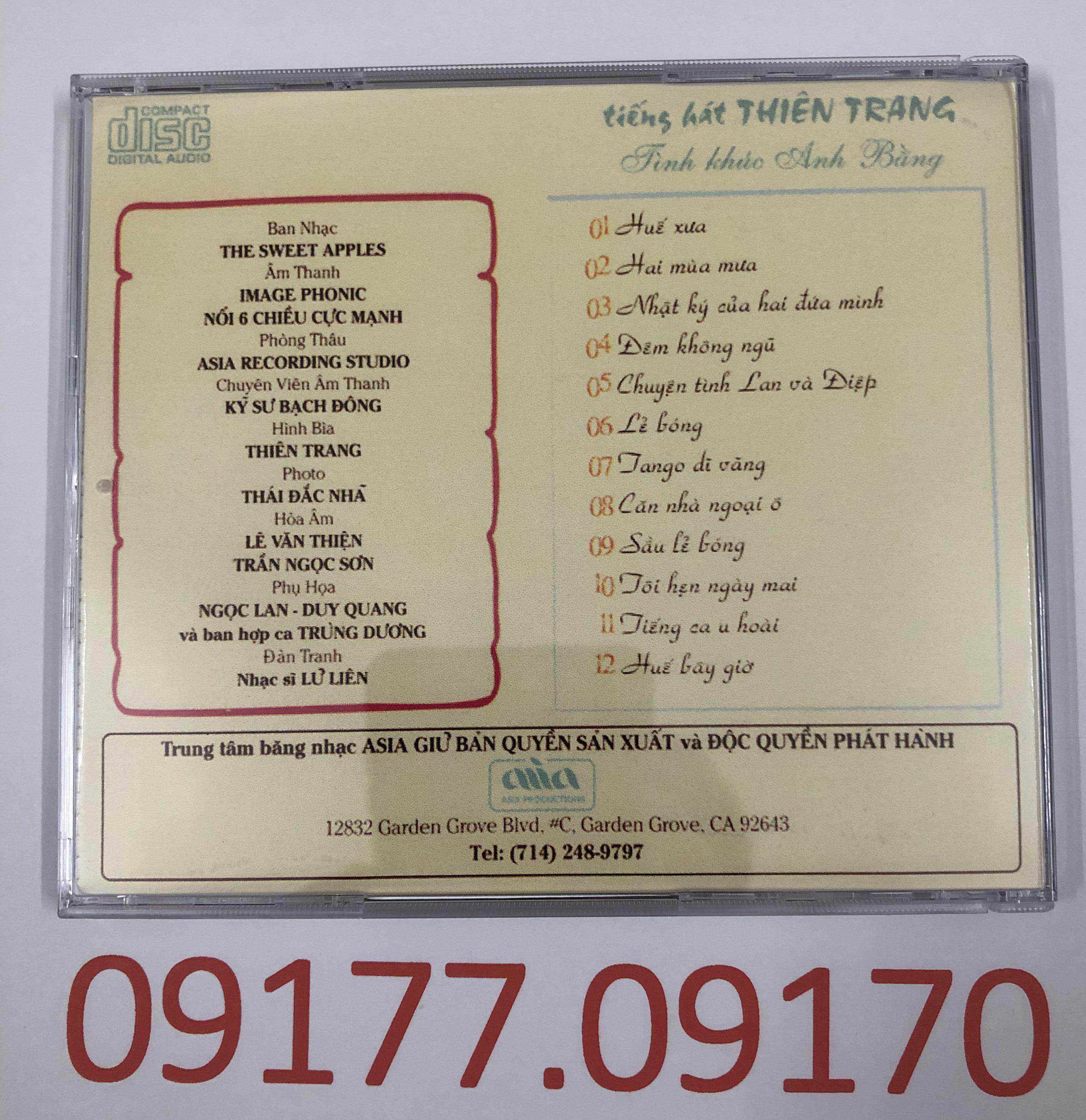 [HCM]CD Tiếng Hát Thiên Trang - TÌnh Khúc Anh Bằng