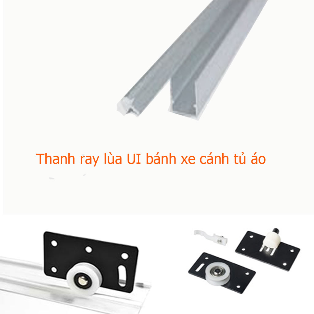 COMBO 4 cặp Ray trượt cửa lùa U & I.Đài Loan (thanh trên và dưới)