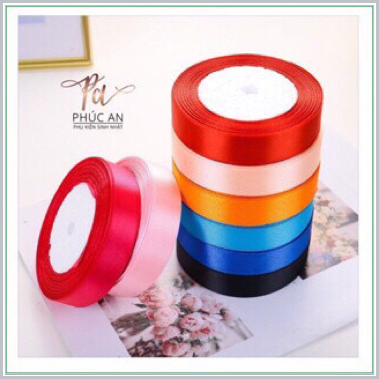 [HCM]Ruy băng lụa 2cm trơn trang trí cuộn 2m