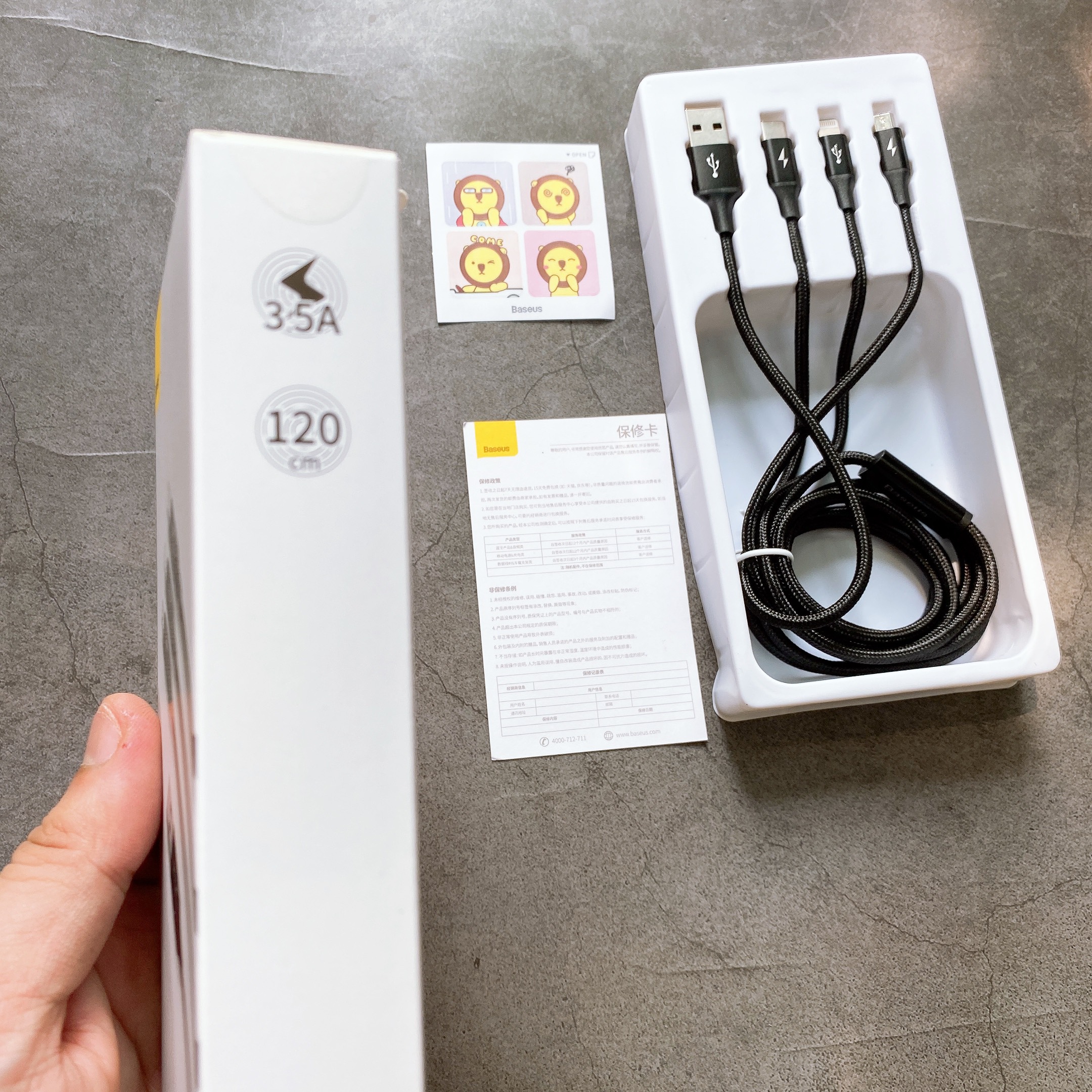 Cáp sạc Baseus 3 Đầu bọc dù USB sang Lightning Iphone - Type C - Micro bọc dù 3.5A Rapid Series 3in1 đa dụng siêu bền