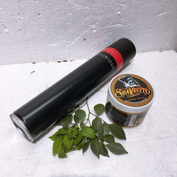 COMBO SÁP VUỐT TÓC SUAVECITO POMADE VÀ GÔM XỊT TÓC LUXU.RIOUS