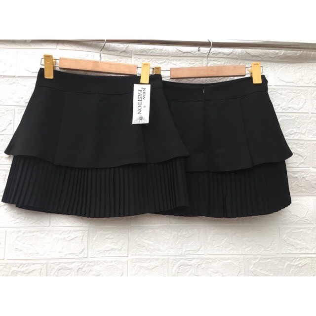 Chân váy xòe 2 tầng dập ly (có quần trong)