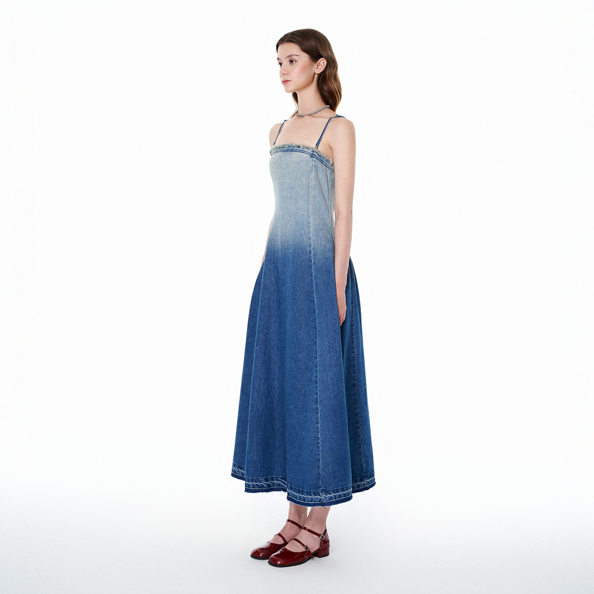 Dottie - đầm maxi vải denim loang màu - xanh dương loang - d0569