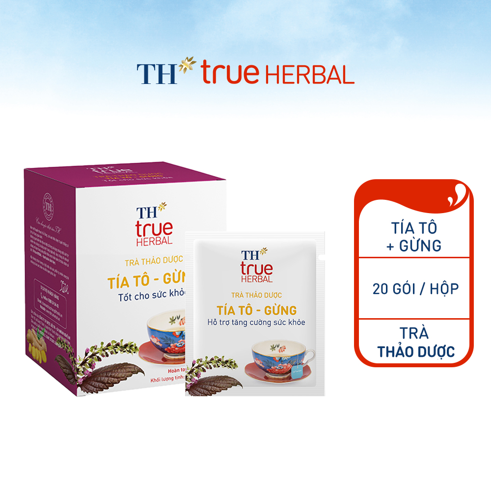 Hộp trà thảo dược TH true HERBAL Tía tô – Gừng (20 gói)