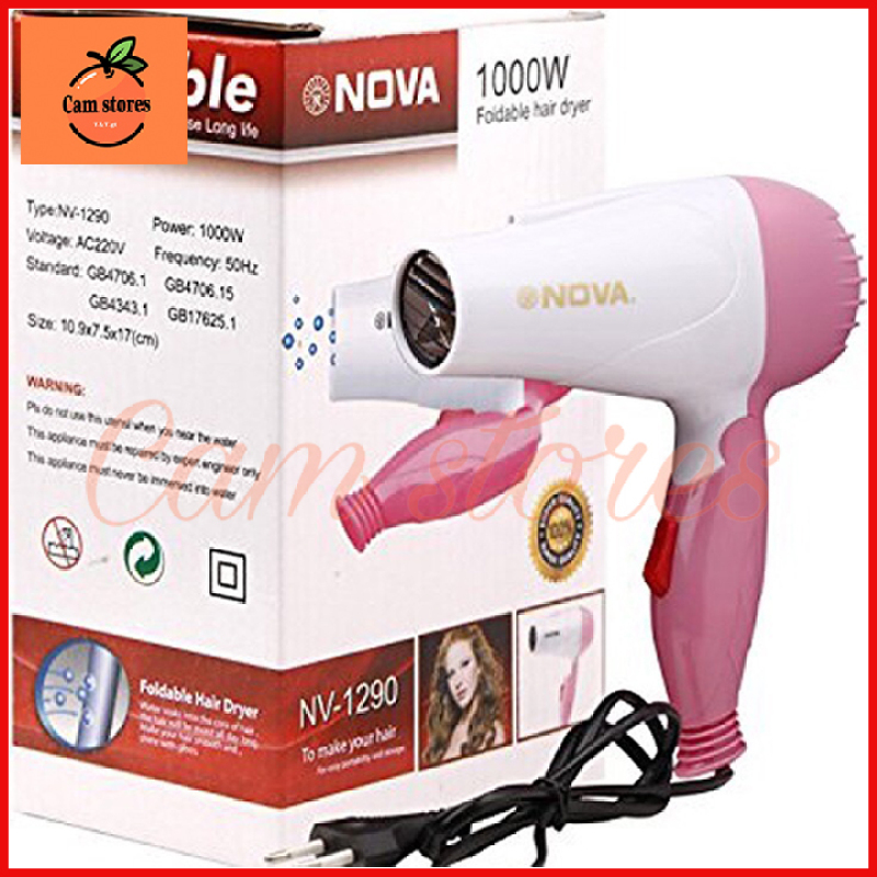 Máy sấy tóc Nova 1290 mini gấp gọn 1000W có 2 chế độ thích hợp để mang đi du lịch, máy sấy tóc mini công suất cực mạnh, máy sấy tóc du lịch, máy sấy tóc cao cấp, máy sấy tóc mini cực đẹp giá rẻ