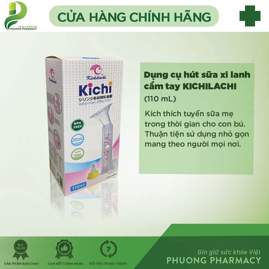 Dụng cụ hút sữa xi lanh cầm tay cho mẹ 100ml kichilachi p123