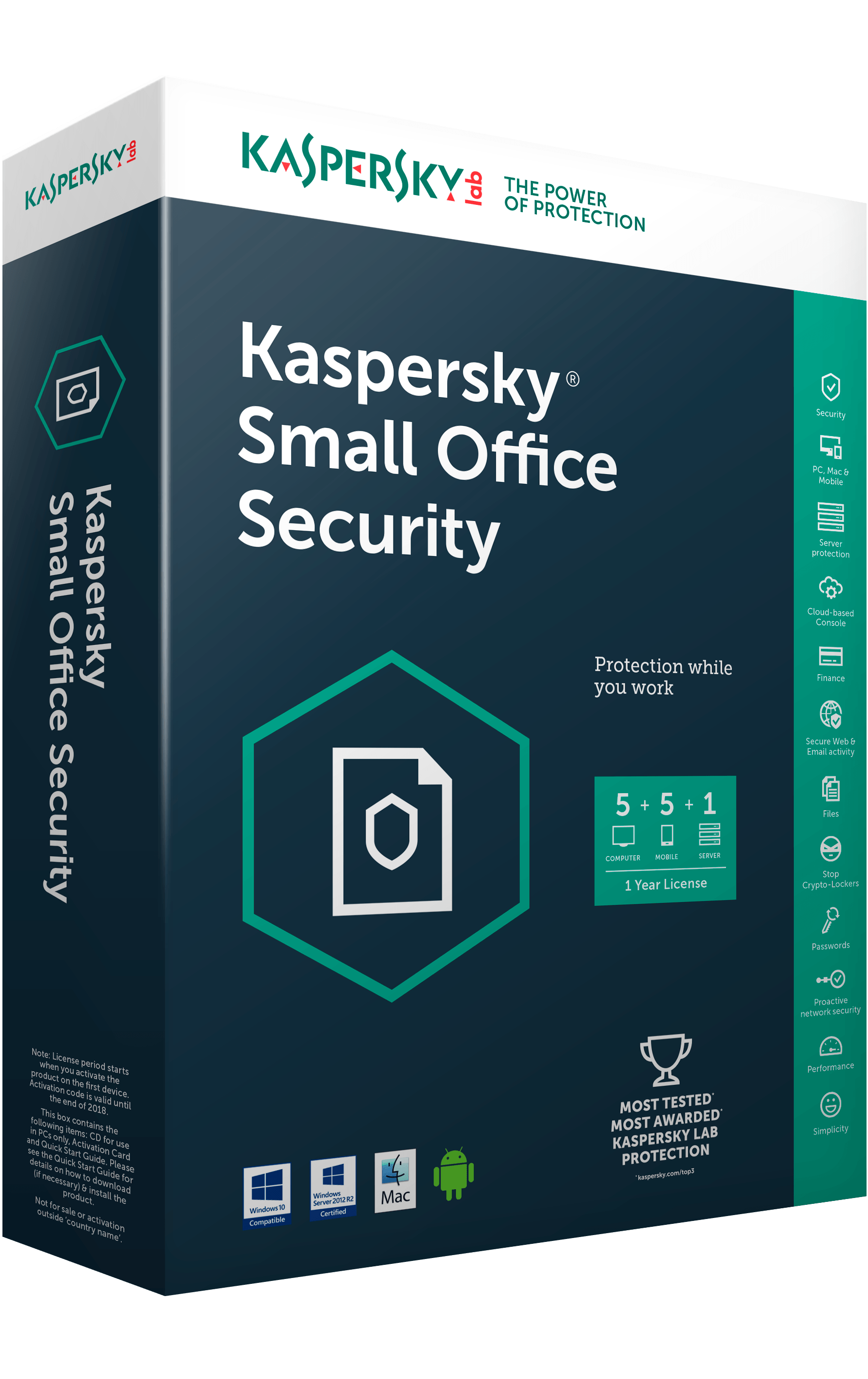 Kaspersky Small Office Security 05 PCs + 01 File Server 1 year 