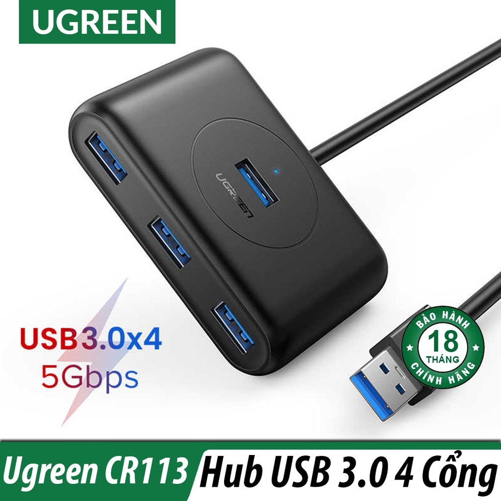 TM Bộ Chia USB 3.0 ra 4 cổng Hỗ trợ OTG Type C UGREEN CR113 Chính Hãng