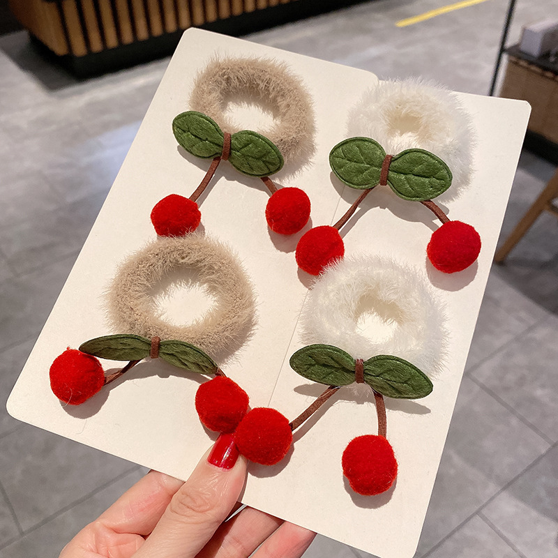 A, Dây Cột Tóc Cho Bé Chùm Cherry Xinh Xắn,  cột tóc cherry, cột tóc cherry đẹp