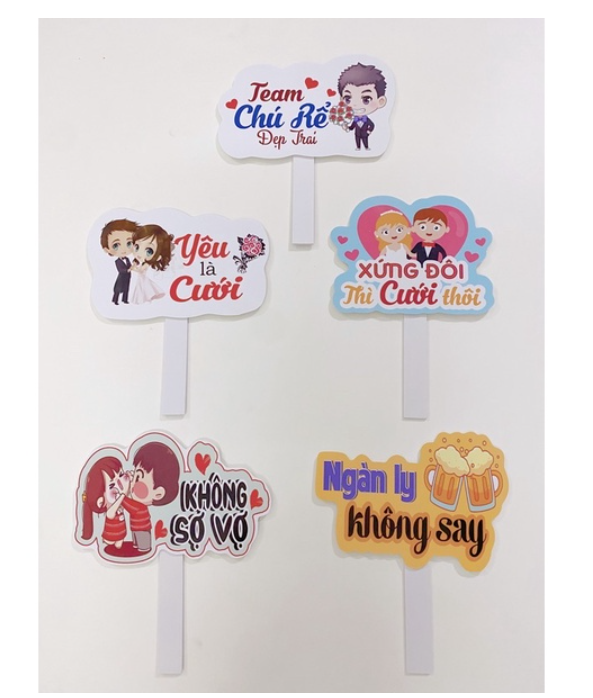 combo 5 hashtag check in đám cưới (có sẵn)