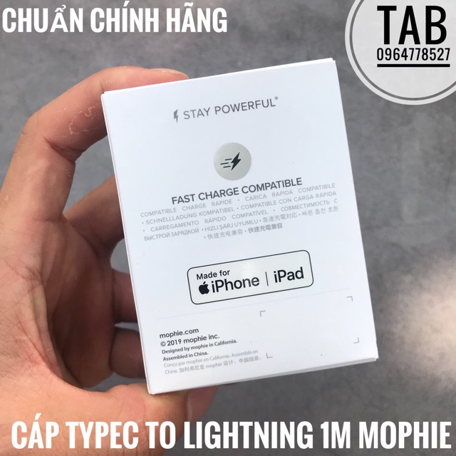 Cáp Mophie TypeC To Lightning 1m -