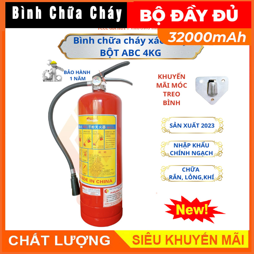 BÌNH CHỮA CHÁY MFZL4 ABC 4Kg. BÌNH CỨU HỎA BỘT 4KG , BÌNH PCCC. BÌNH CHỮA CHÁY BỘT ABC