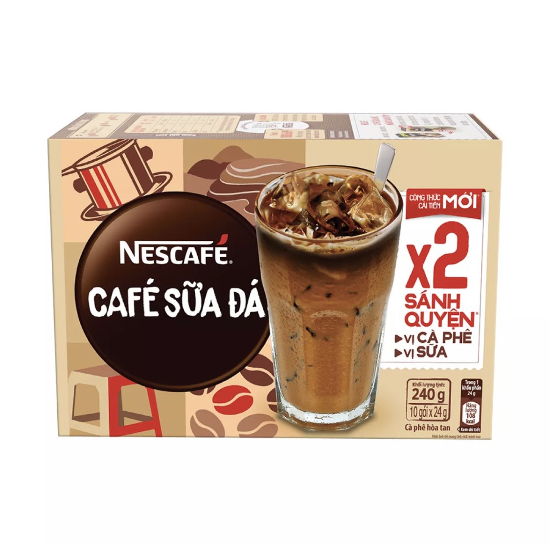 [HCM]Cà phê sữa đá NesCafé 3 in 1 240g (10 gói x 24g)