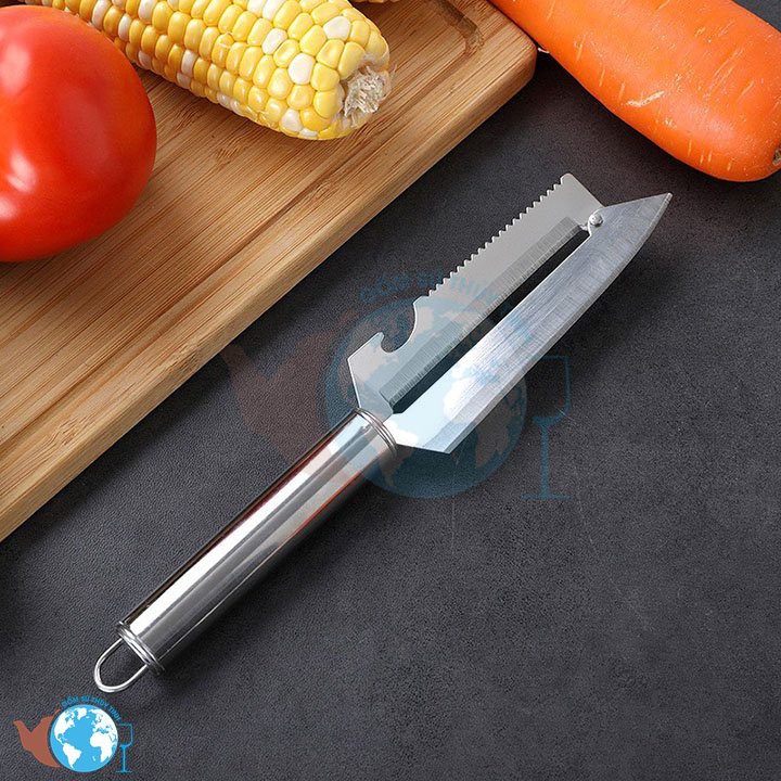 [Bén-bền-đẹp]Dao bào inox chuyên gọt rau củ không gỉ an toàn. Dao bào siêu bén có móc treo kiêm dụng cụ mở hộp