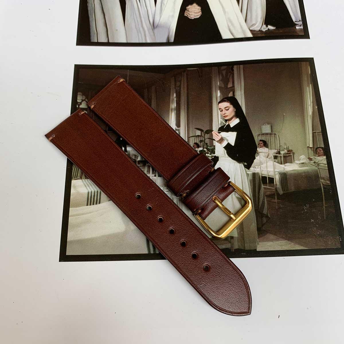 Dây đồng hồ da size 22 - da bò nhập khẩu - đồ da thủ công dtleather db337