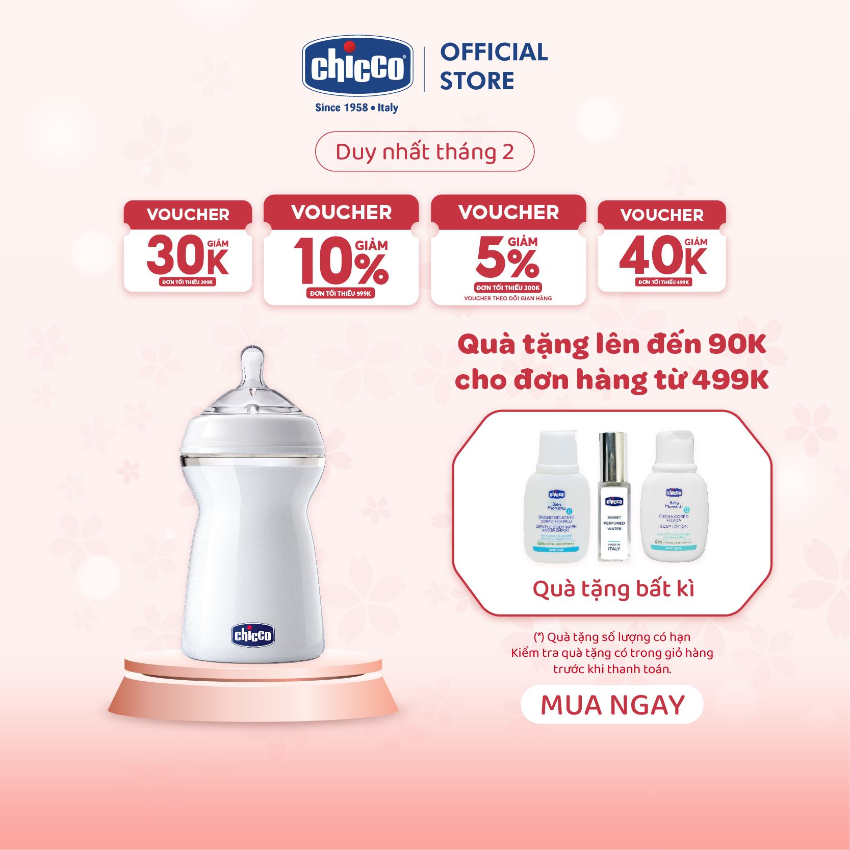 Bình sữa Natural Feeling 6M+ Chicco chảy nhanh 330ml
