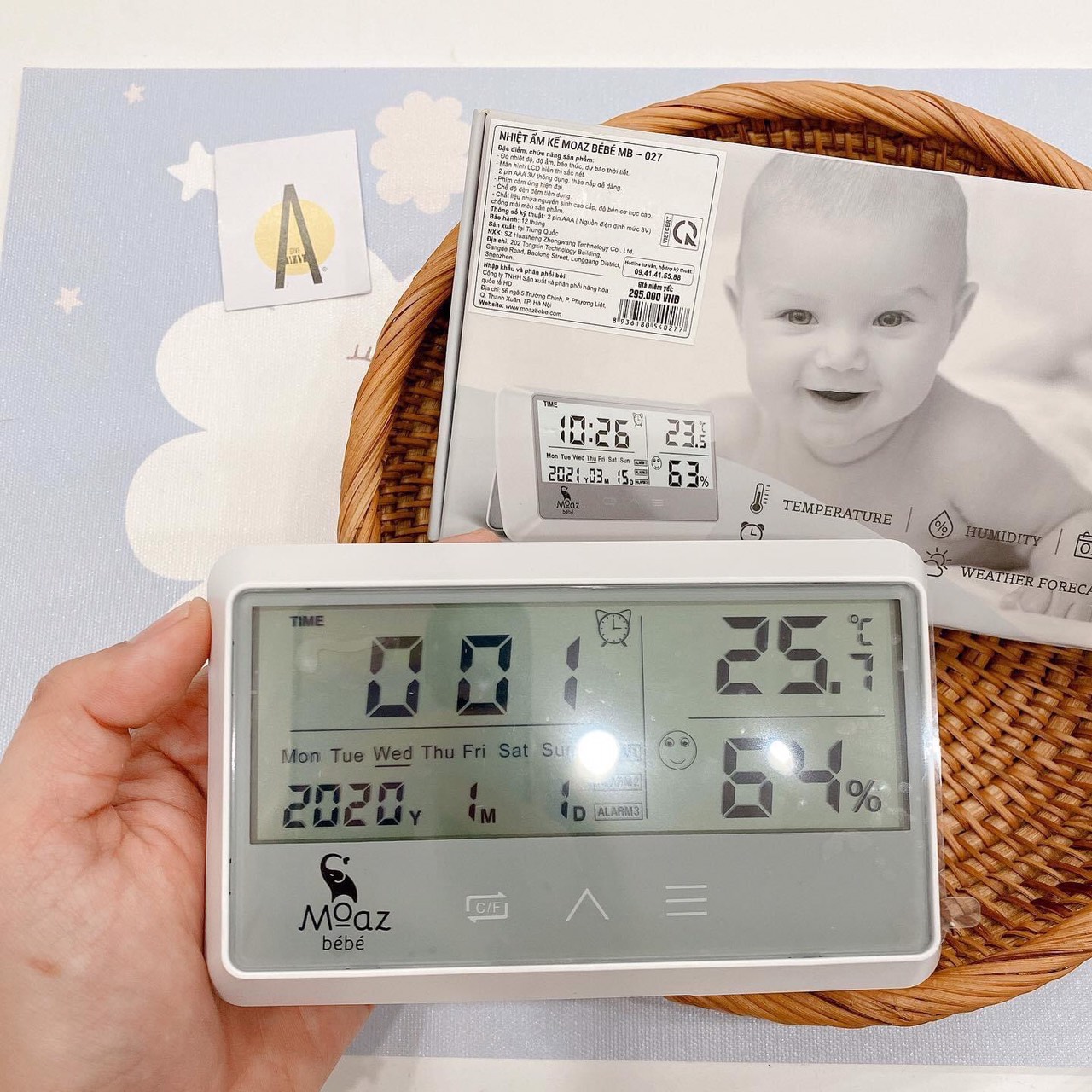 Nhiệt kế đo độ ẩm Moaz bebe MB027 Mẫu mới