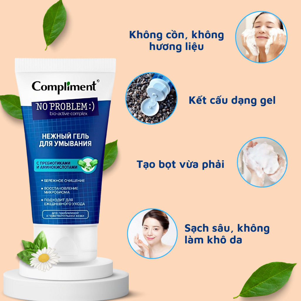 Gel Rửa Mặt Compliment No Problem - Làm Sạch Sâu, Giảm Mụn 200ml